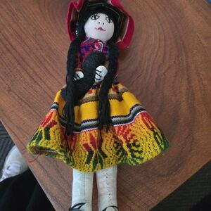 Handcrafted Peruvian Doll with Vibrant Dress 12 Inches Height